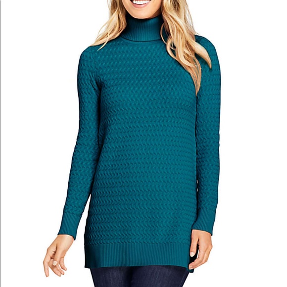 Lands End Cotton Cable Turtleneck Tunic 